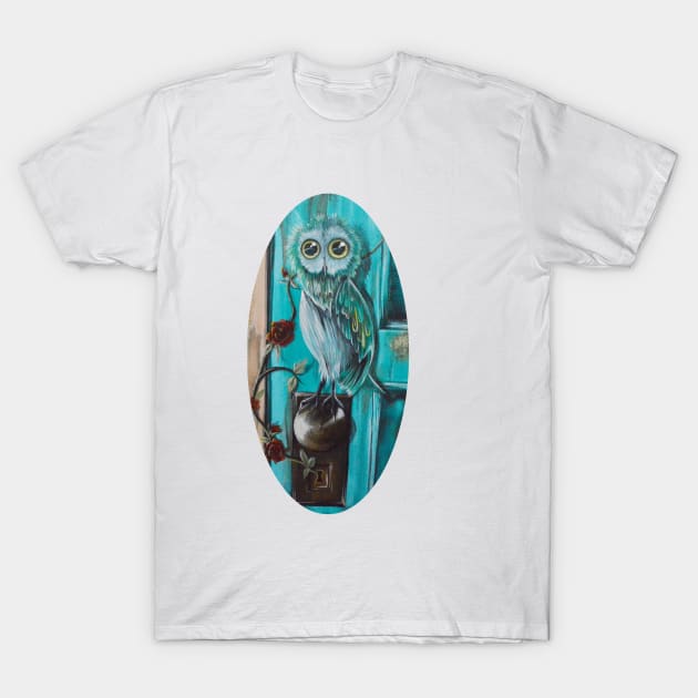 owl blue door knob T-Shirt by Artelies202